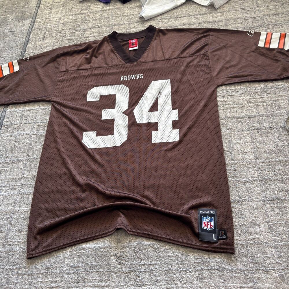 Reebok NFL Cleveland Browns Reuben Droughns #34 Jersey Mens Large Brown Mesh